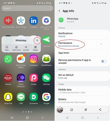 whatsapp permissions