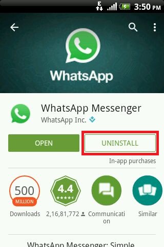 whatsapp uninstall