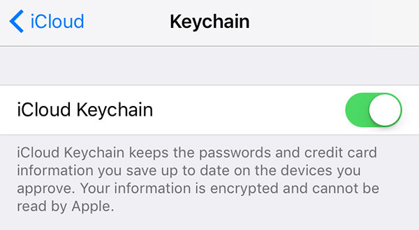 enable keychain iphone