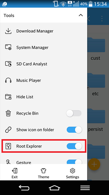 enable root explorer