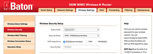 router wifi password