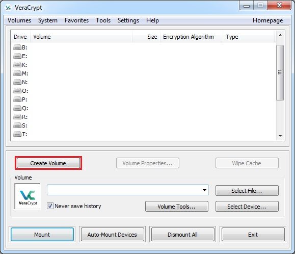 veracrypt delete volume