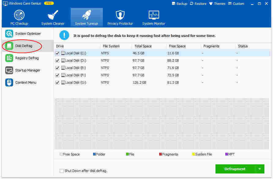 defrag disk on computer