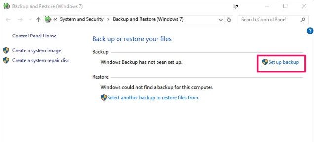 set up backup