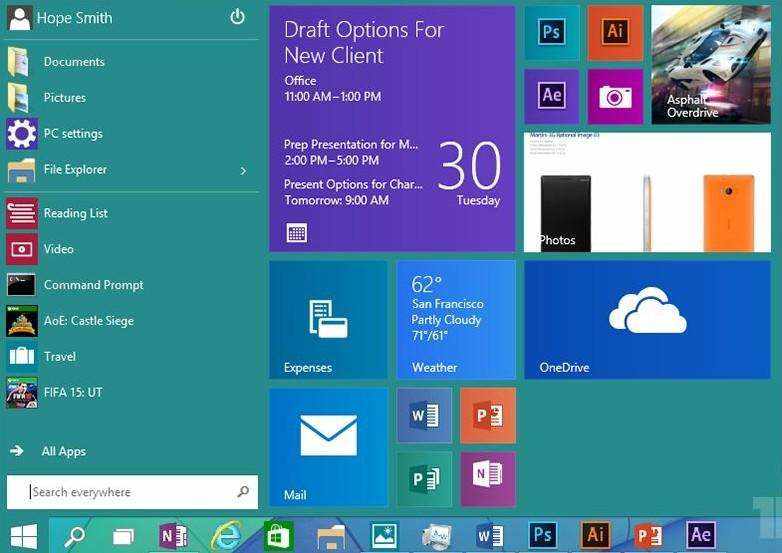 windows 10 start menu