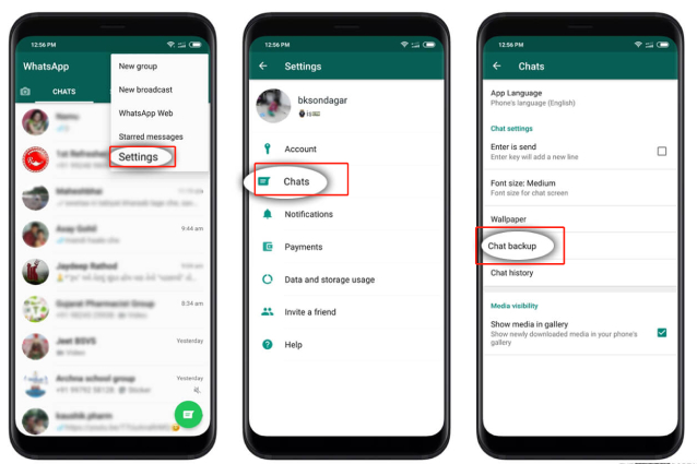 whatsapp settings chat backup